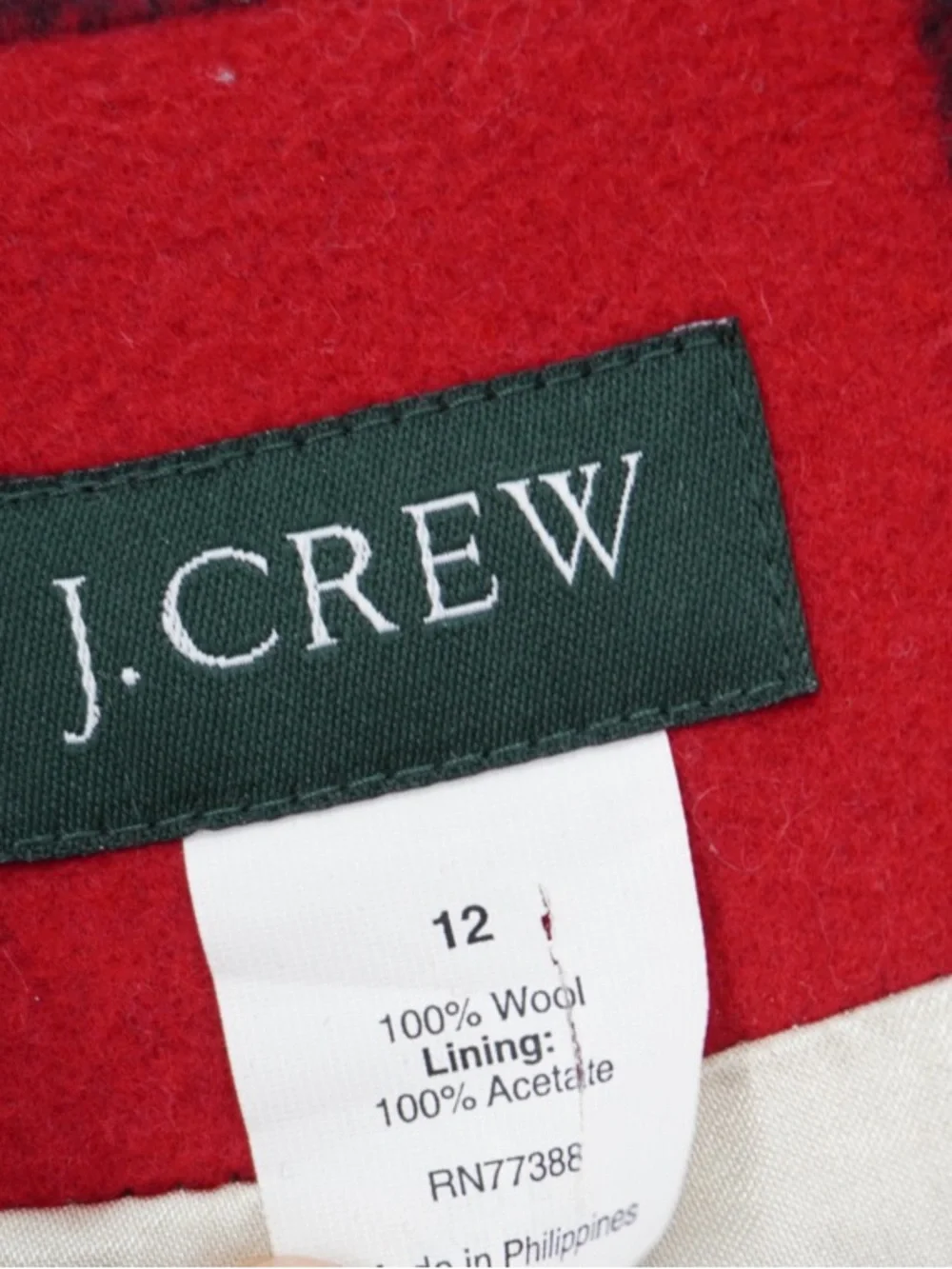 J.Crew 100% Wool Double Breasted Buffalo check plaid peacoat Jacket Size 12 - Picture 6 of 13